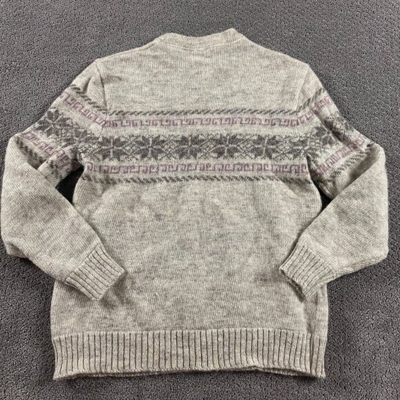 Vintage Tundra Canada Sweater Unisex Medium Women's Fair Isle Wool Beige Pink - Picture 3 of 7
